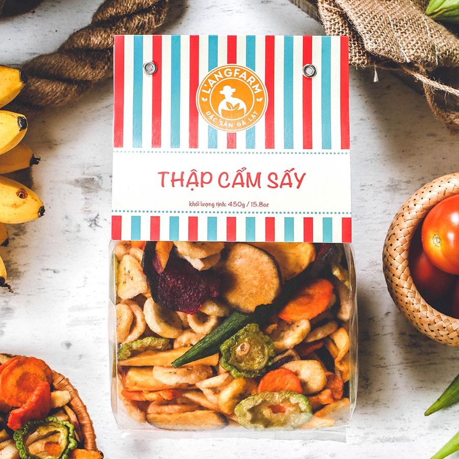 Thập cẩm sấy L'angfarm, dòng phổ thông, 450g, bịch, mẫu nhãn kẹp