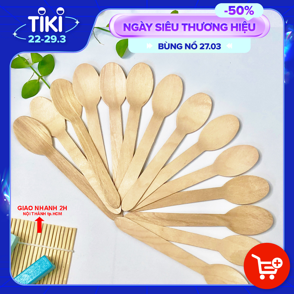 COMBO 50 Muỗng (Thìa) Gỗ KETILO Tiện Dụng, Thân Thiện Môi Trường, Không Hóa Chất Độc Hại, Dùng 1 Lần - CHÍNH HÃNG