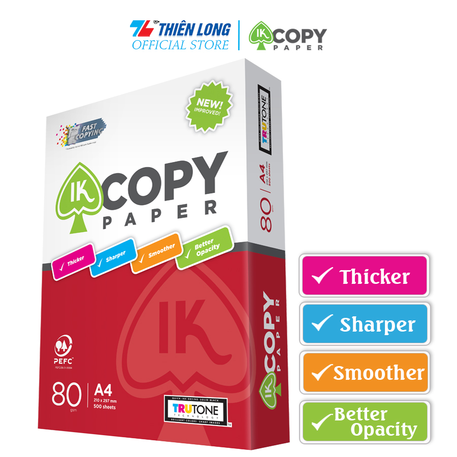 Giấy In Photo A4 Ik Copy Ik - 01 - Định Lượng 70 Gsm - 80 Gsm - 500 Tờream - Chất Lượng Cao - Ik Copy 80 Gsm