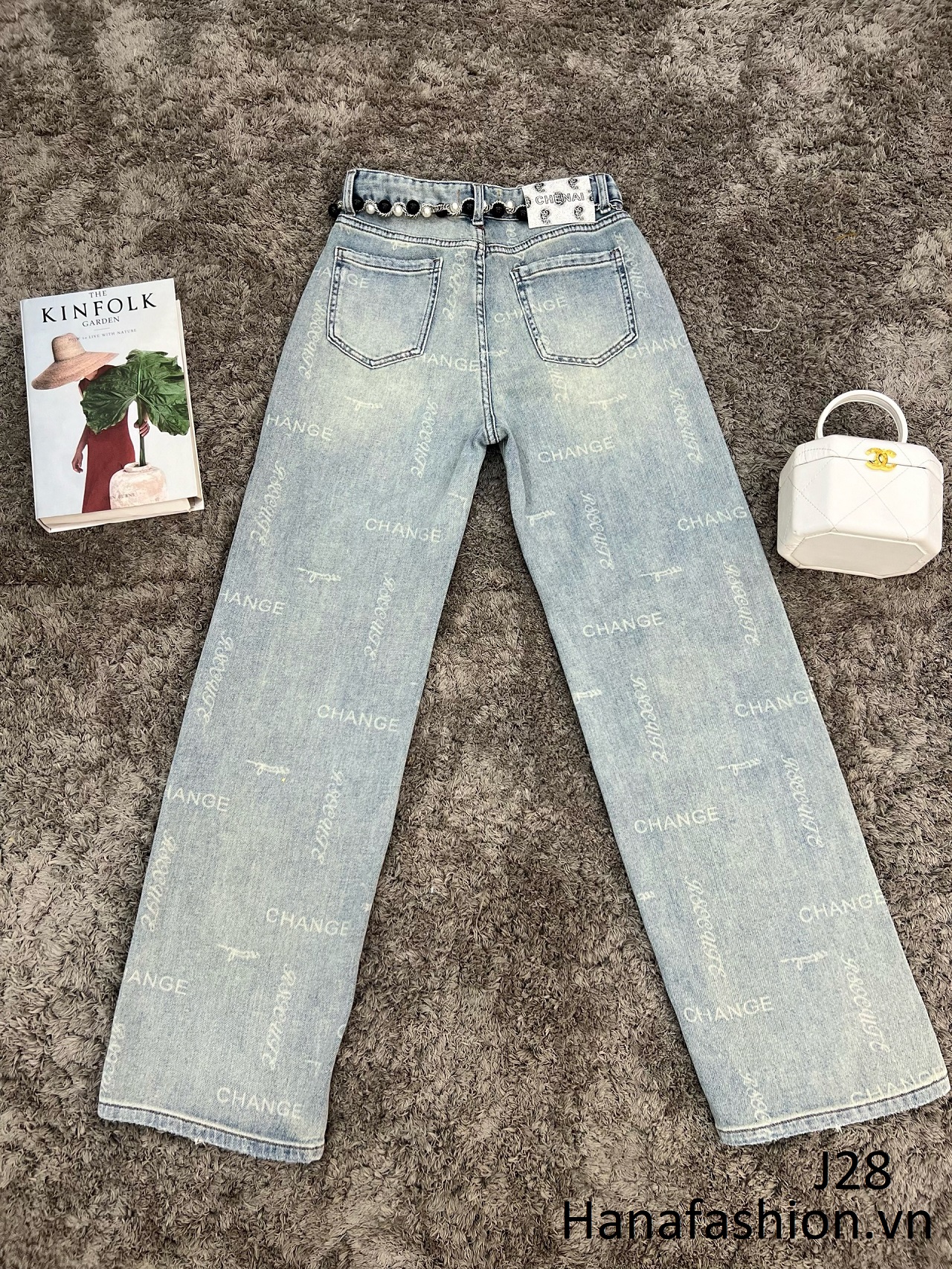 Quần Jeans rách kèm dây nịt Hàn Quốc-J28