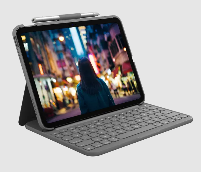 Bao da kèm bàn phím Logitech Slim Folio mỏng của Logitech dành cho iPad 10TH - Hàng Chính Hãng