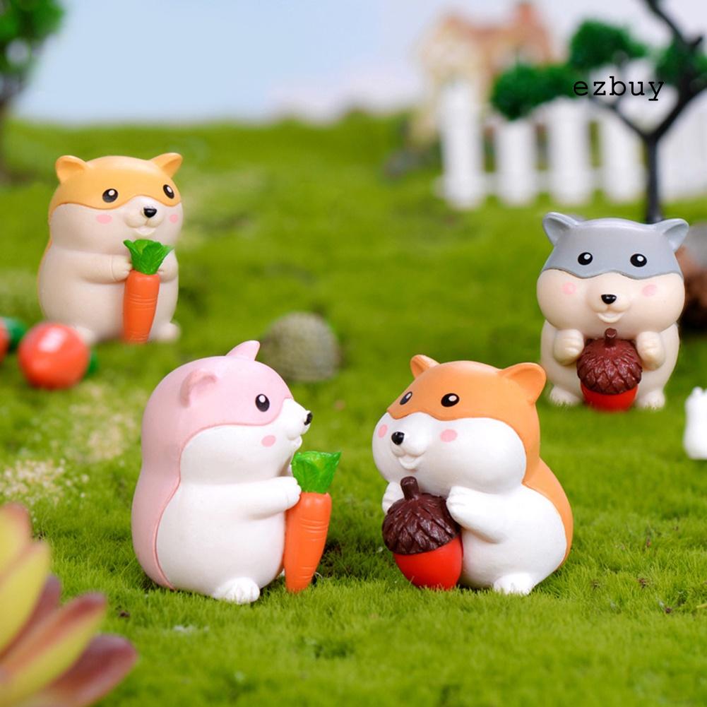 EY-Cute Hamster Eating Carrot Figurine Craft Miniature Bonsai Fairy Garden Decor