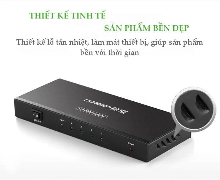 Ugreen UG4020240202TK Màu Đen Bộ chia HDMI 1 ra 4 hỗ trợ phân giải FULL HD - HÀNG CHÍNH HÃNG