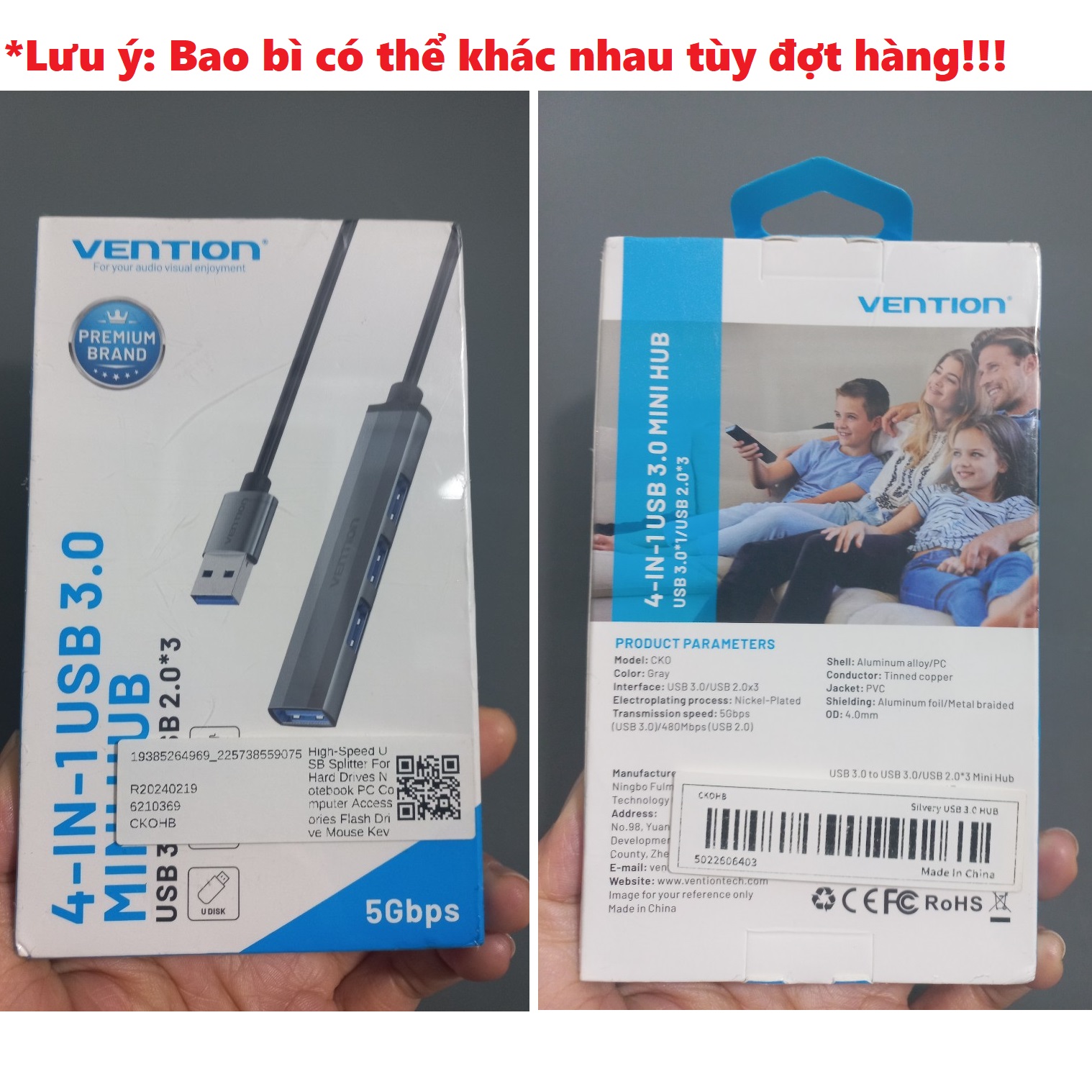 Hub USB mini  thiết bị chia cổng USB 3.0 của laptop ra 4 cổng USB 3.0 và USB2.0  Vention CK0 _ Hàng chính hãng