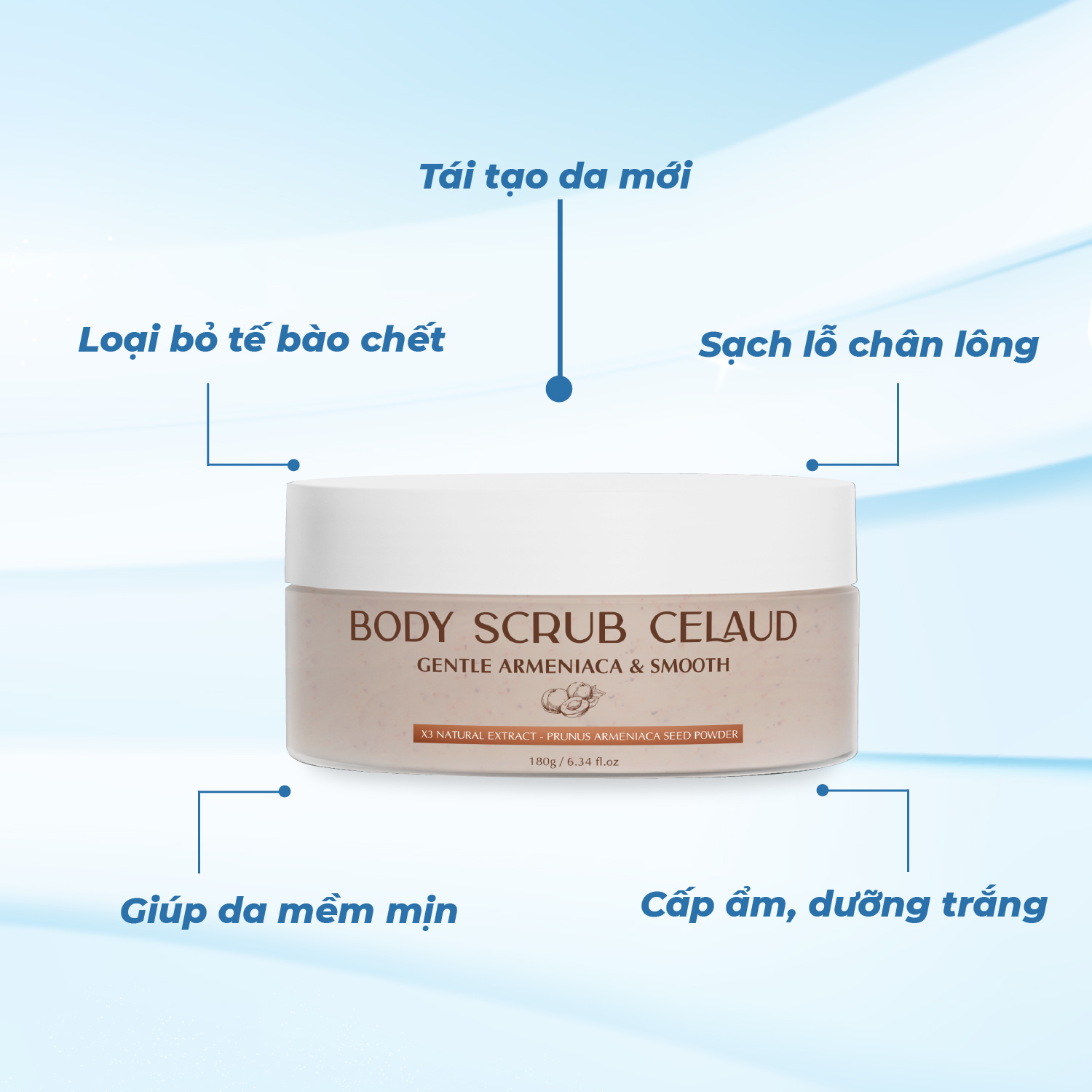 Tẩy tế bào chết, tái tạo và làm mịn da Body Scrub Celaud