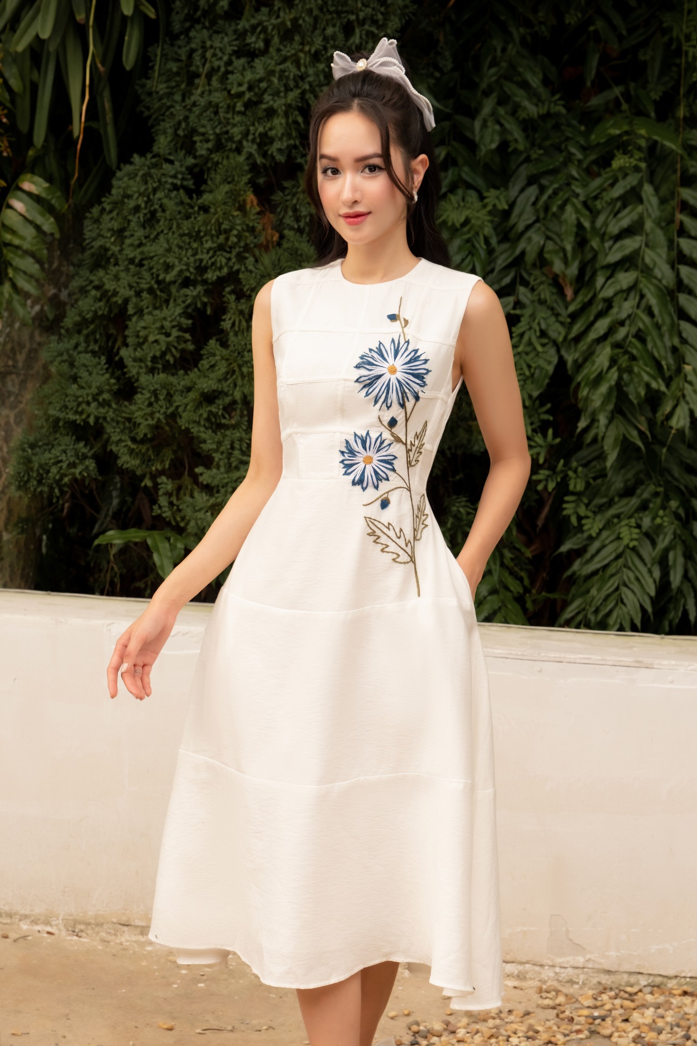 OLV - Đầm Striped White Dress