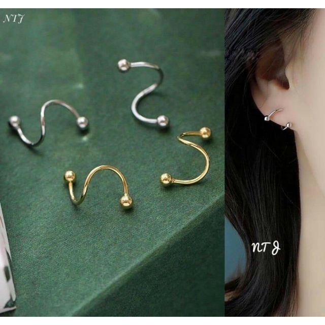Bông tai xoắn ren bạc ta