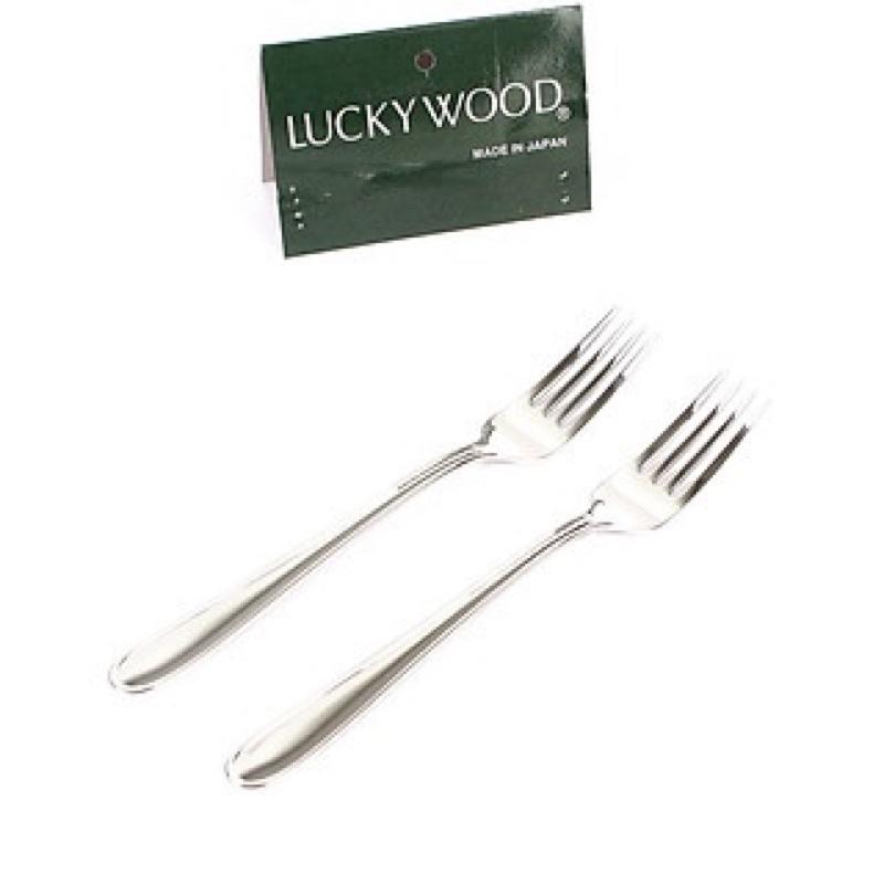 Bộ 2 Dĩa - nĩa Lucky wood Nhật bản, dài 18,5cm, chất liệu inox cao cấp