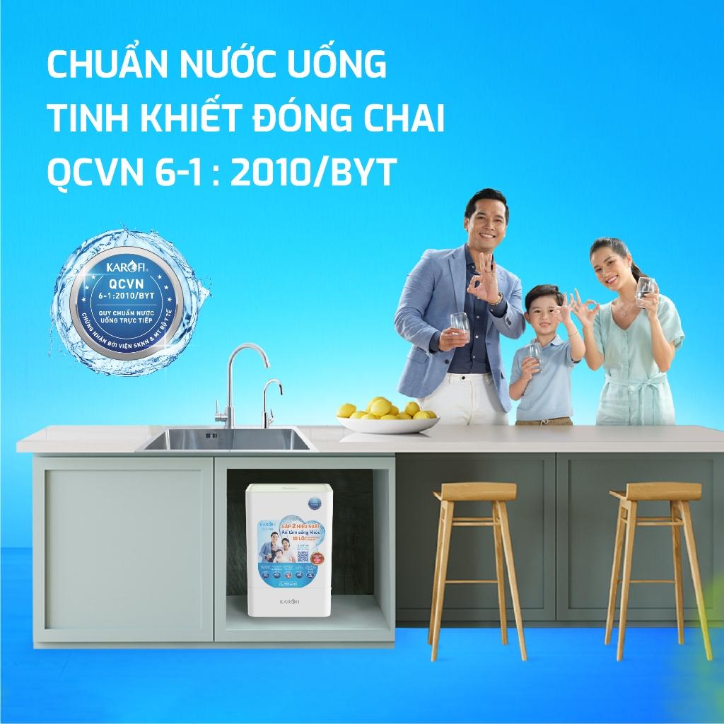 Máy lọc nước RO để gầm Karofi KAQ-U65 - 10 lõi, Lõi Smax Pro V, RO Mỹ 50 GPD, HP 6.0 - Lắp miễn phí - Hàng Chính Hãng