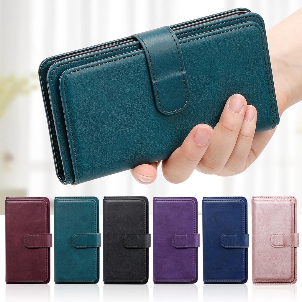 Ốp điện thoại da PU dạng ví 10 ngăn đựng thẻ cho iPhone 12 Pro Max 12 mini 11 Pro Max X XS Max