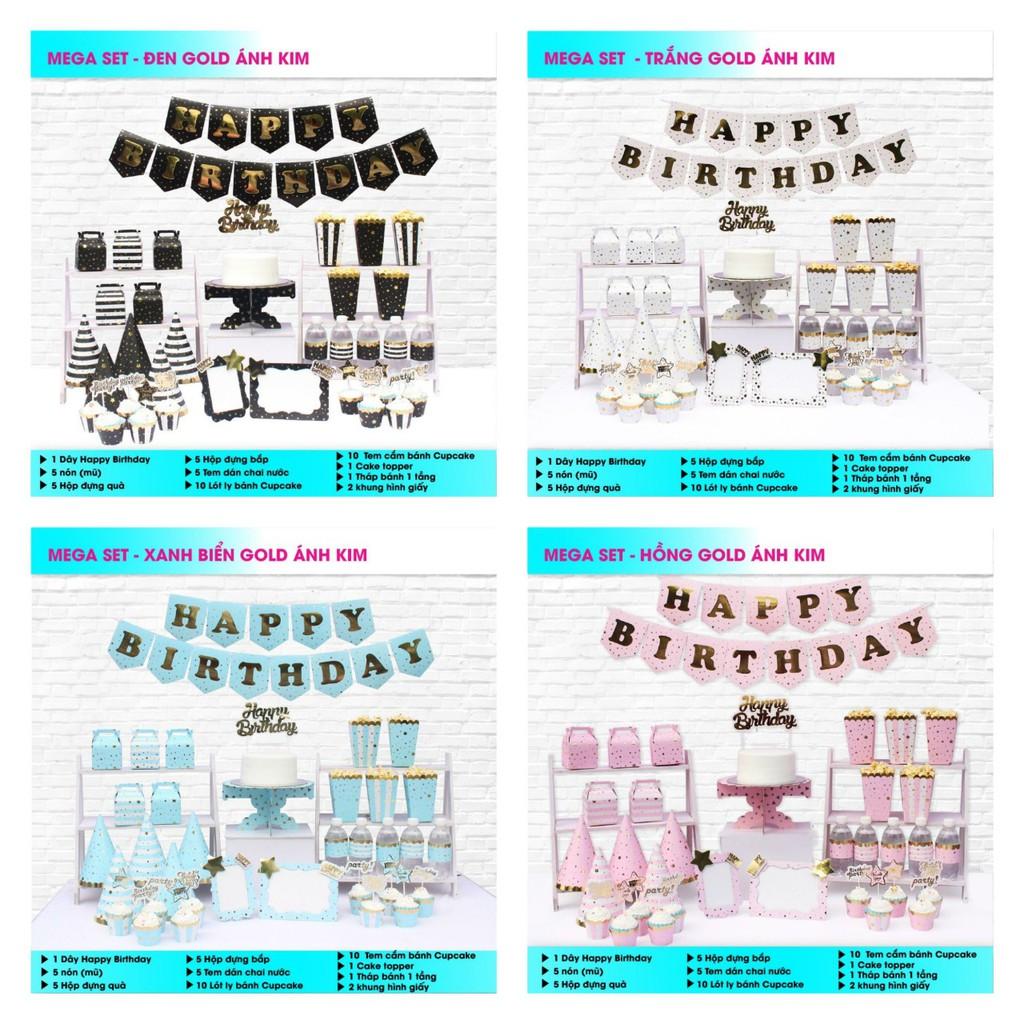 Bộ Trang Trí Bàn Tiệc Sinh Nhật Ánh Kim
