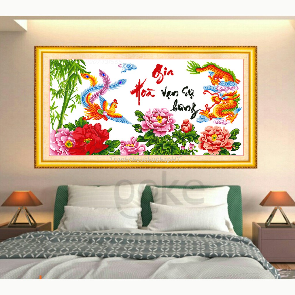 Tranh thêu chữ thập gia hòa vạn sự hưng LV3281 - 110 x 54 cm - chưa thêu