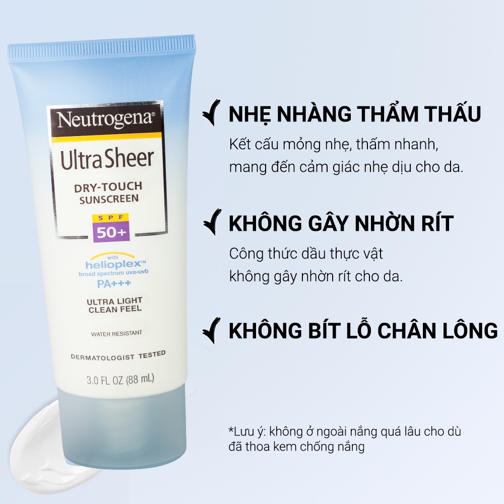 Kem Chống Nắng Mỏng Nhẹ Neutrogena U.S Dry Touch SPF 50 88ml