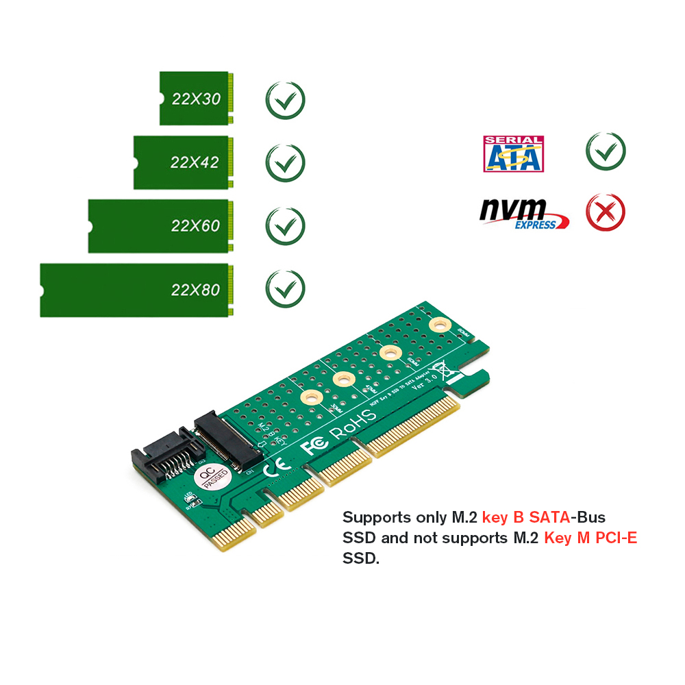 Bộ Chuyển Đổi SSD M.2 Sang SATA PCI-E Key B Khe Cắm PCI Express Bộ Cáp SATA