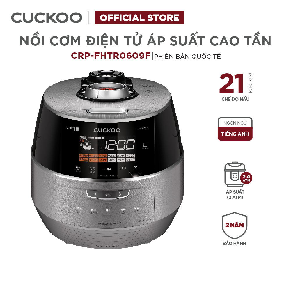 Nồi cơm điện tử áp suất kép cao tần Cuckoo 1.08L CRP-FHTR0609F (tùy chọn phiên bản tiếng Anh &amp; tiếng Hàn) - Áp suất kép, lòng nồi Xwall độc quyền, nhiều chức năng nấu ăn - Sản xuất tại Hàn Quốc - Hàng chính hãng