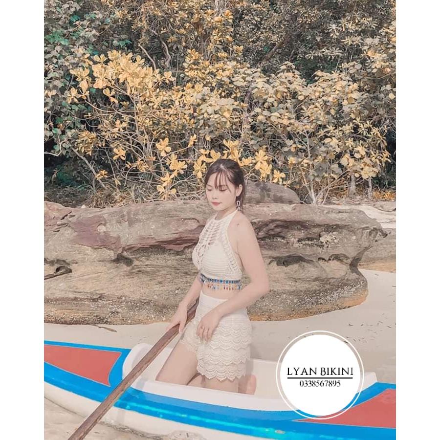 Bikini đồ bơi nữ 2 mảnh áo choàng len móc kín đáo cao cấp đi biển LYAN BIKINI B05