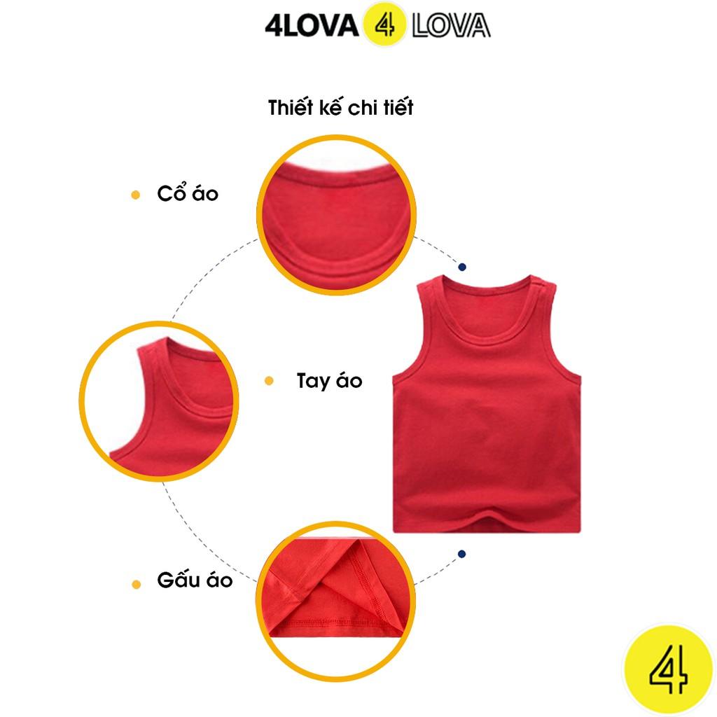 Hình ảnh Áo thun ba lỗ cotton size đại cho bé 4LOVA trơn basic hàng chính hãng từ 28-44 kg