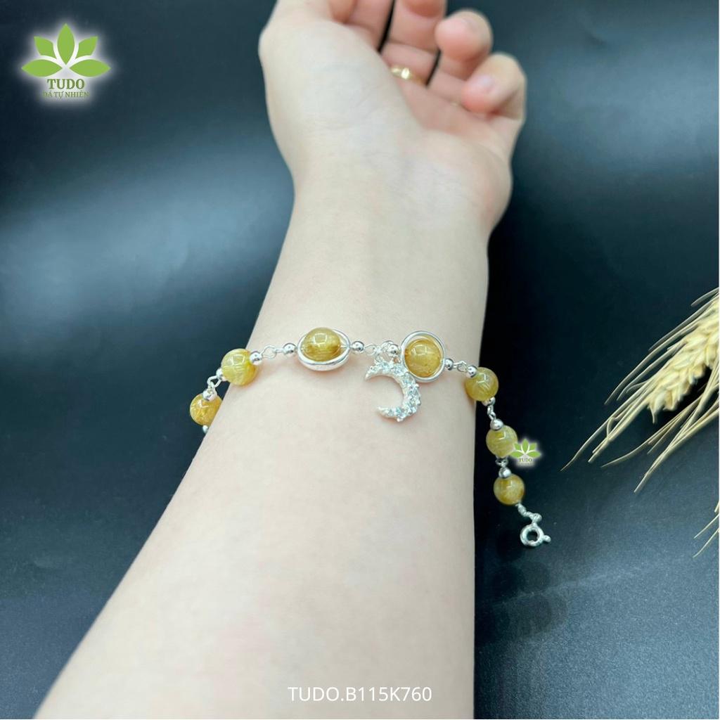 Vòng Tay Nữ Đẹp - Vòng Phong Thủy Mệnh Kim Thủy TUDO B115K760 Charm Mặt Trăng
