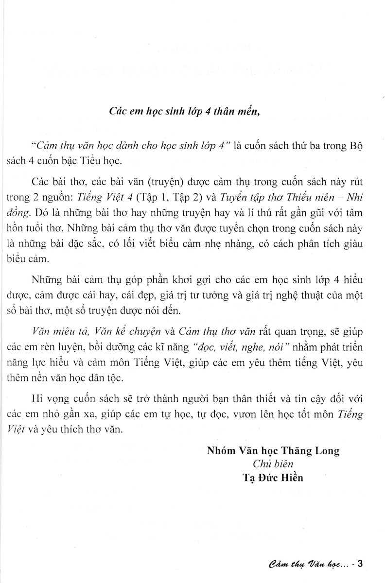 Cảm Thụ Văn Học Dành Cho Học Sinh Lớp 4 - HA