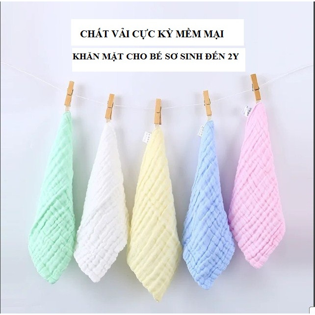 Set 5 khăn mặt xô nhăn trơn cực mềm và đẹp cho bé