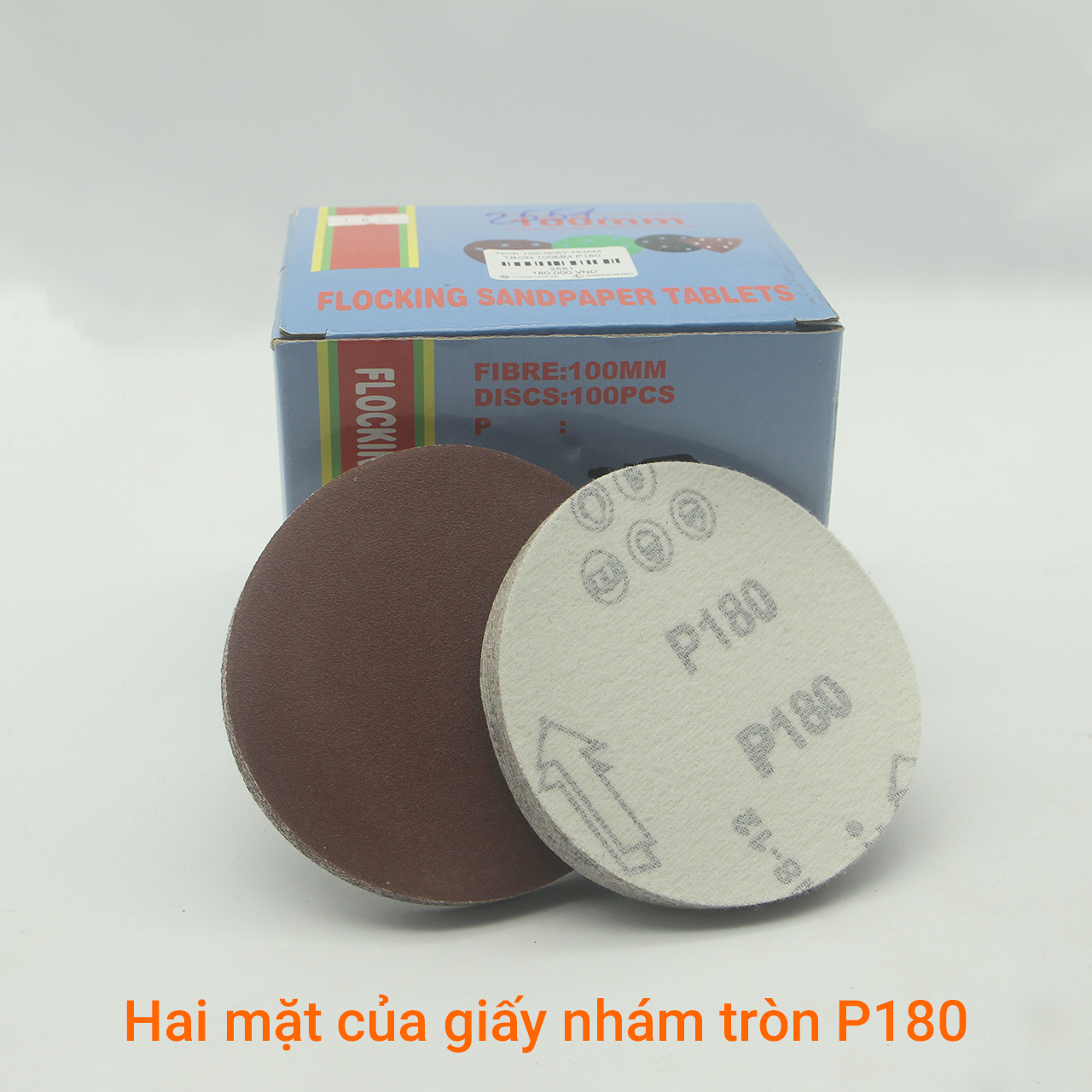 Hộp 100 giấy nhám tròn 100mm độ nhám chuẩn P180