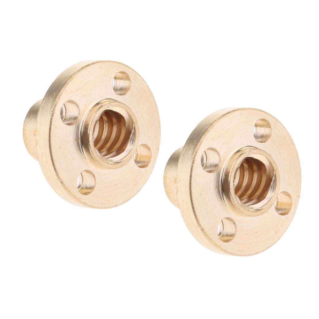 2 Pieces Brass T8 Nut 2mm Pitch for 3D printer 8mm Threaded Rod  Screw