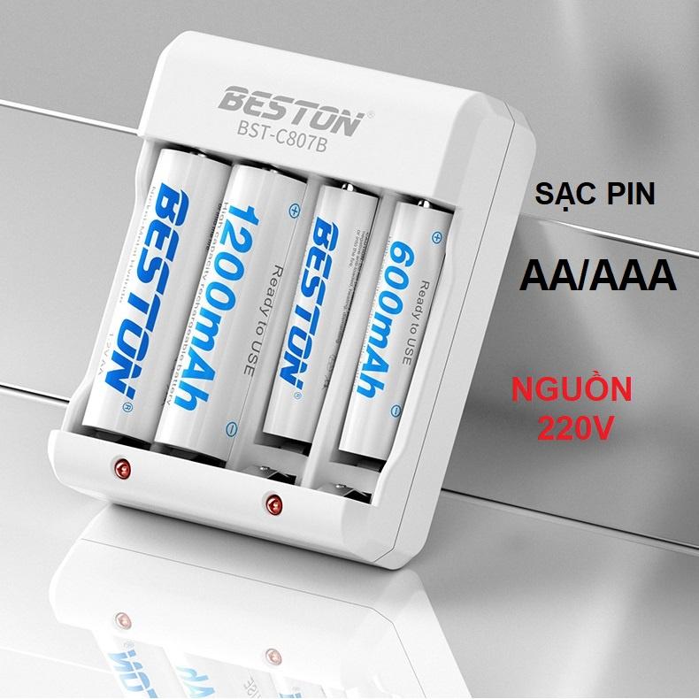 Bộ Sạc Pin AA, AAA Beston C807B Cắm trực tiếp nguồn điện 220V Dùng cho micro không dây, đồ chơi, đồng hồ, điều khiển