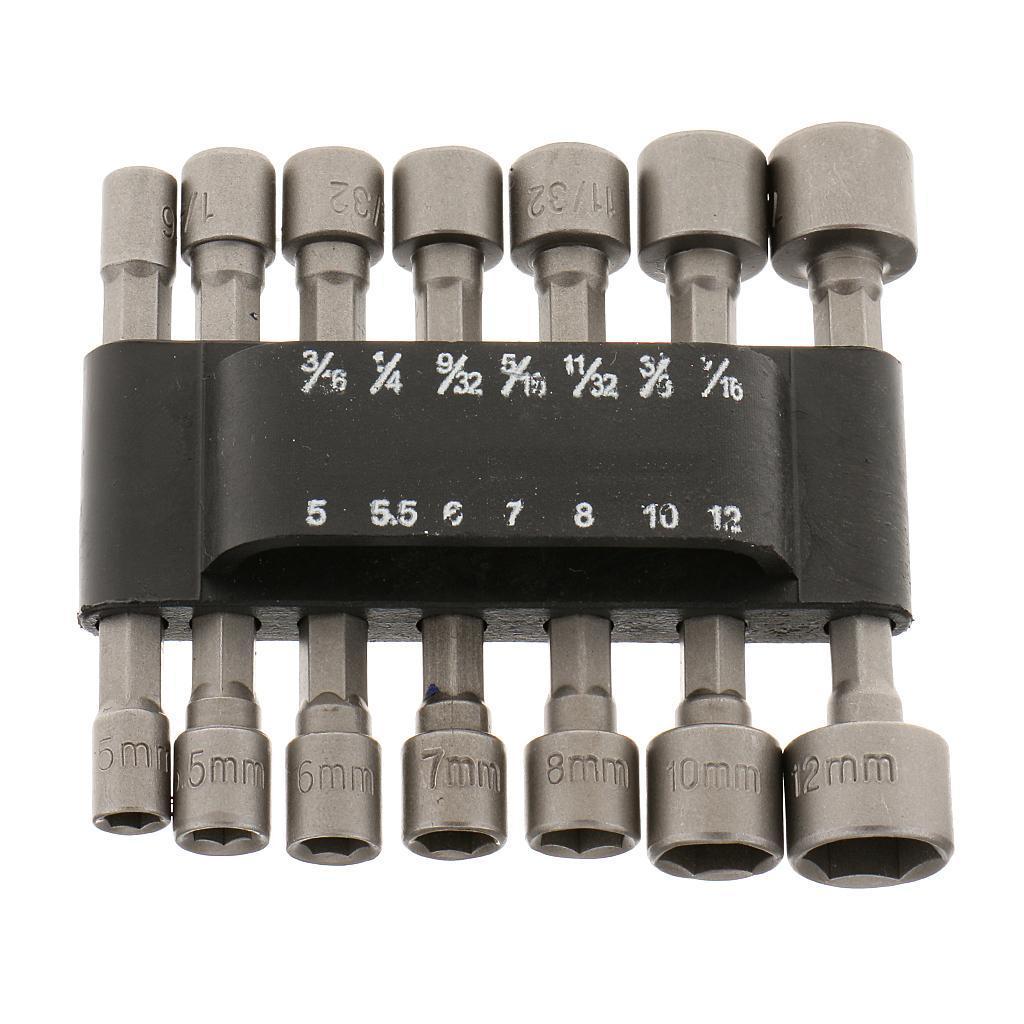 14Pcs 1/4''Hex Socket Bits Adapter Drill Nut Driver Power Extension Wrench