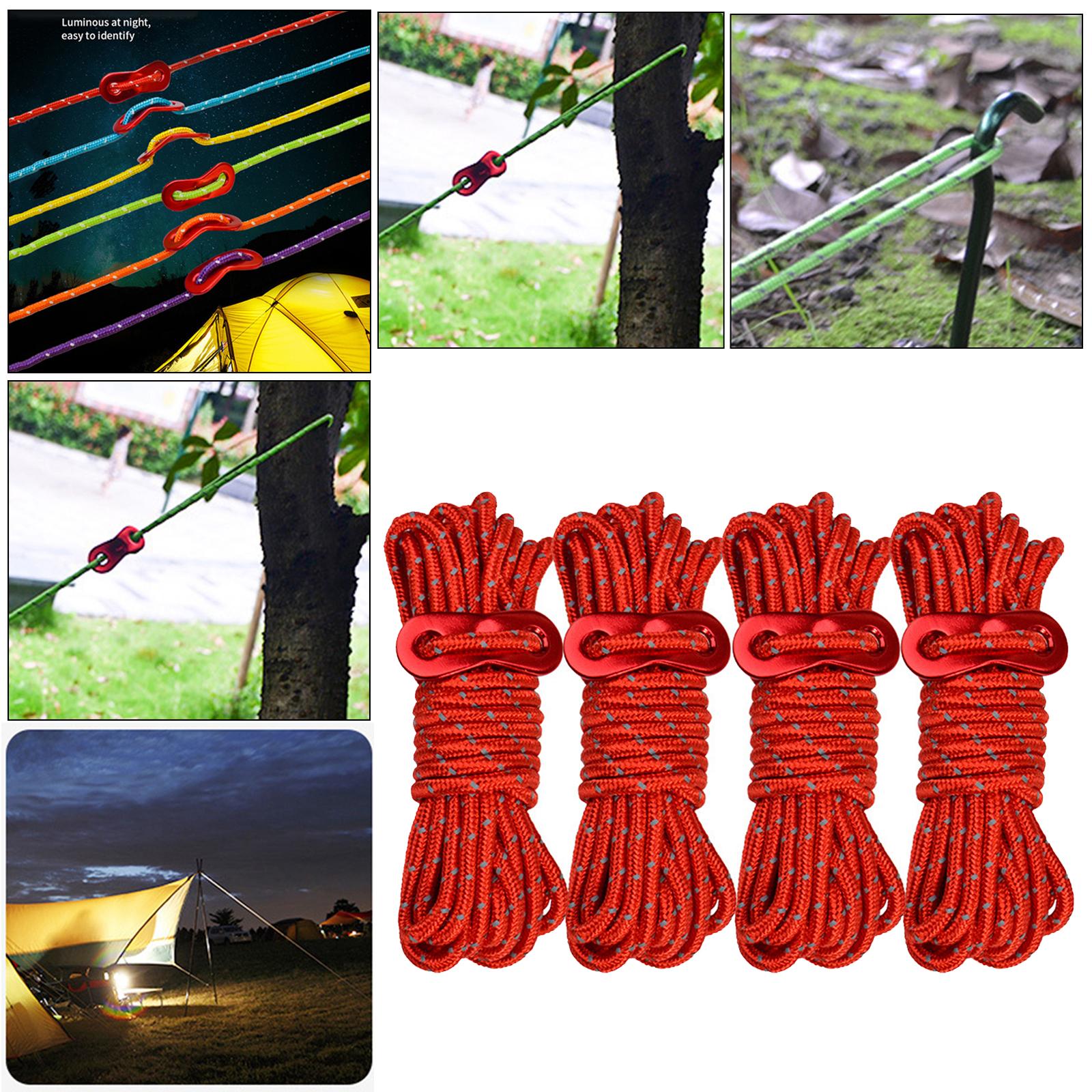 4x Reflective Guyline Camping Tent Rope Cord Guide Sailing Lanyard