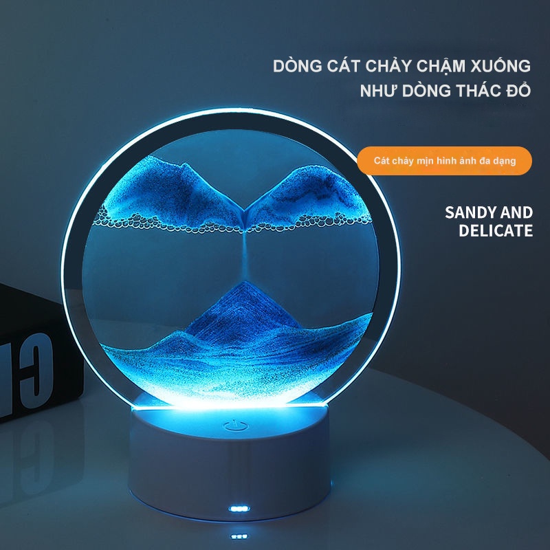 Tranh Cát Chuyển Động 3D Xoay 360 Độ Dùng Trang Trí Phòng Ngủ Đồng Hồ Cát Xoay 3D Kiêm Đèn Ngủ - Hàng Loại 1 - Chính Hãng MINIIN