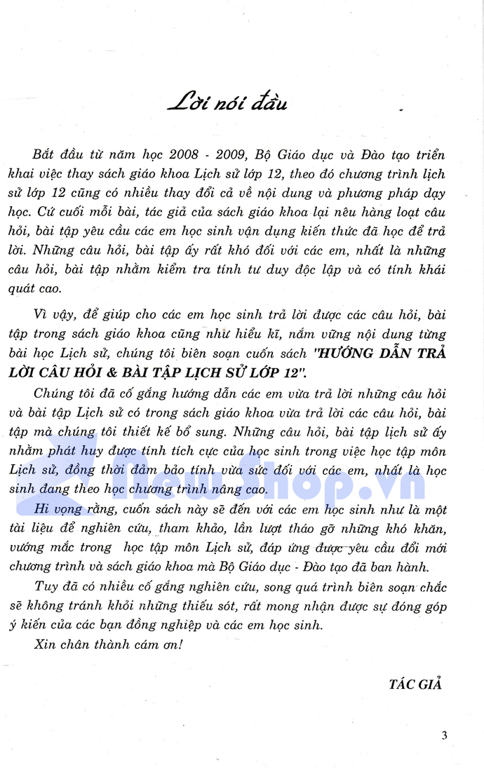Hướng Dẫn Trả Lời Câu Hỏi Và Bài Tập Lich Sử 12