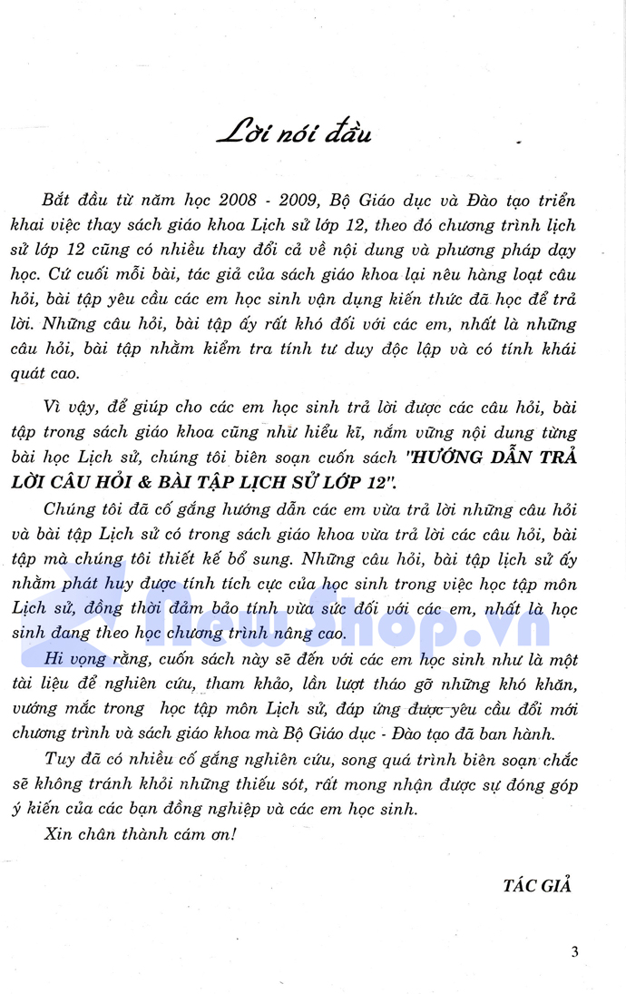 Hướng Dẫn Trả Lời Câu Hỏi Và Bài Tập Lich Sử 12 (Tái Bản)