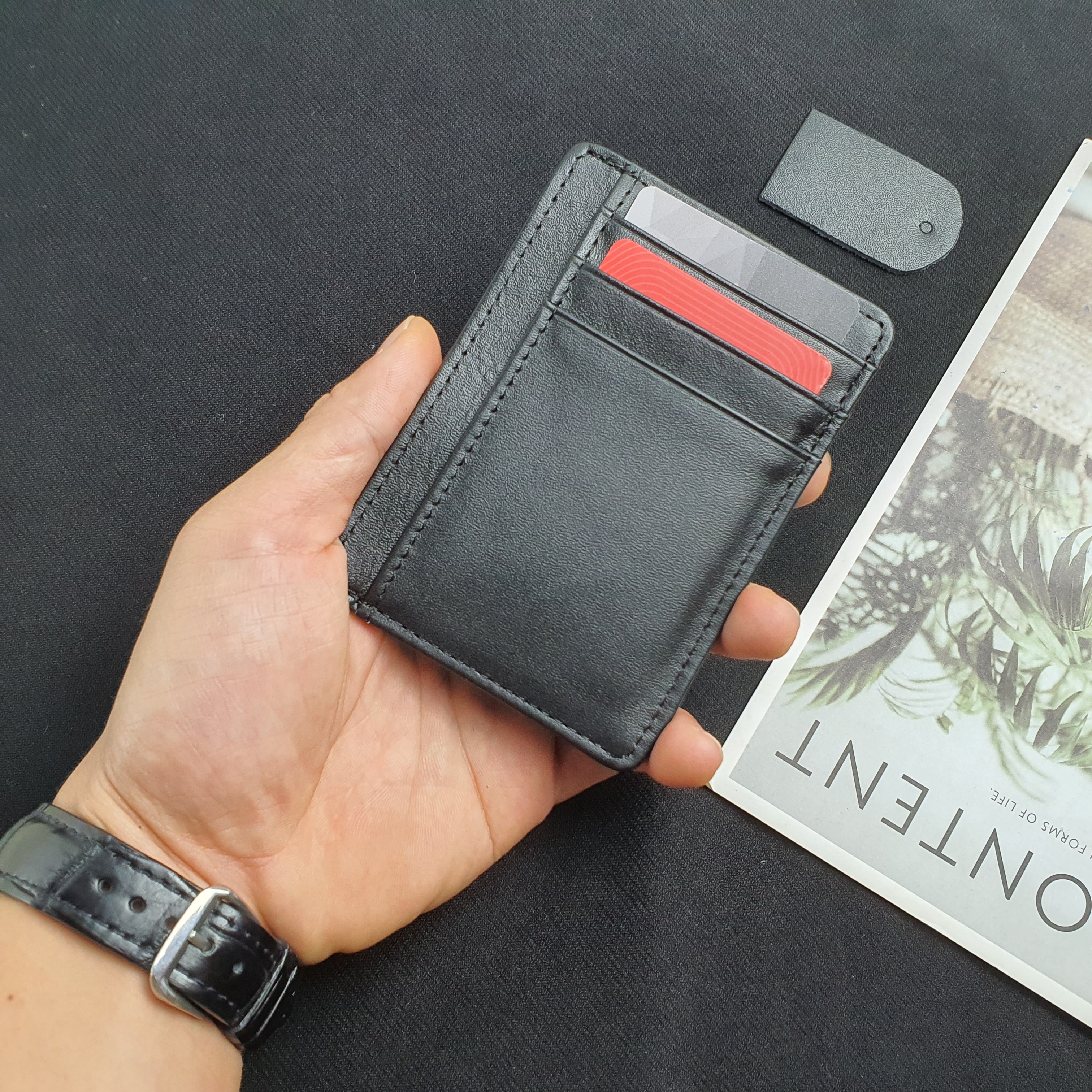 Ví card da thật, Ví mini da bò CH108 - 100% da bò thật, BH 3 năm