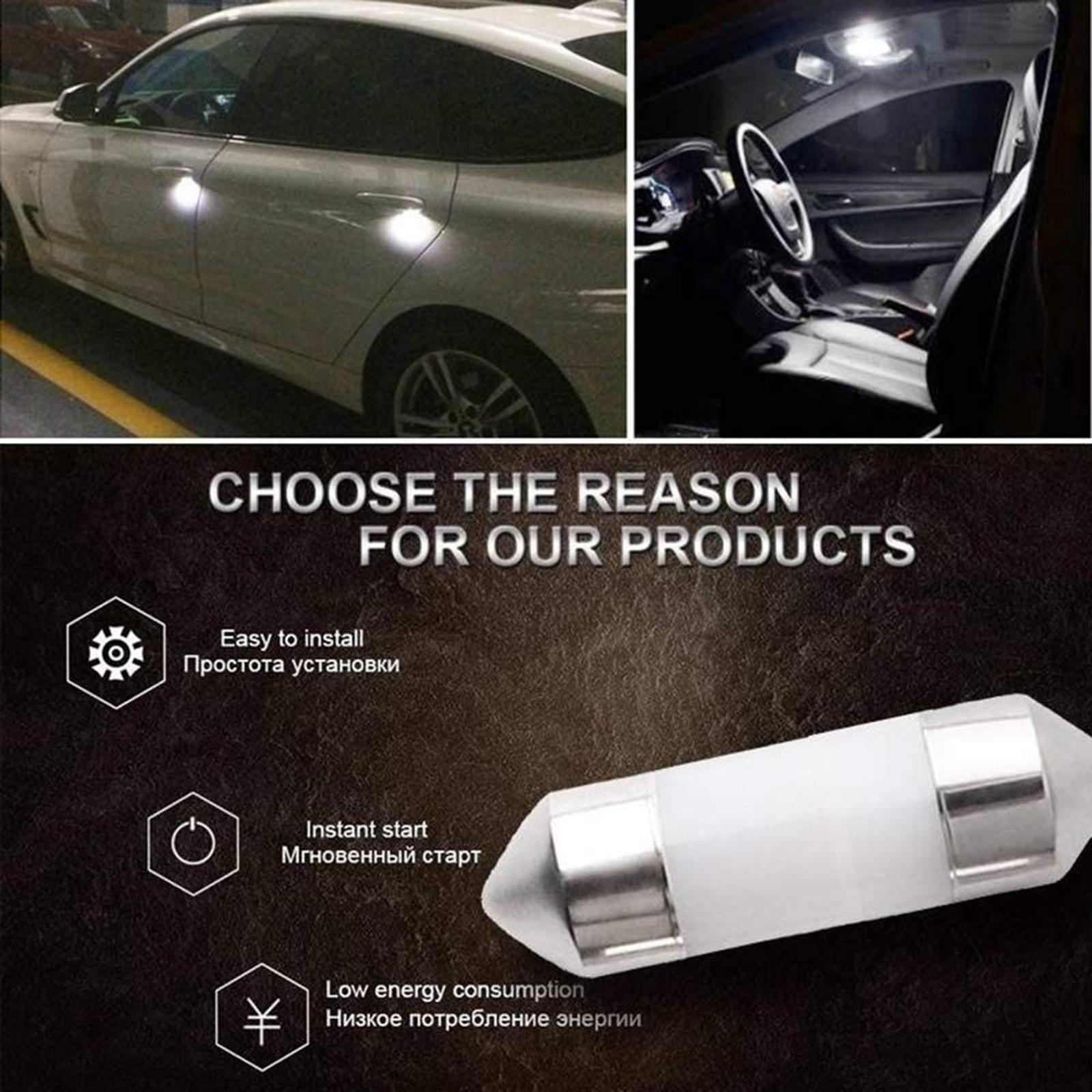 10x LED Car Interior Bulb 41/39/36/31mm Reading Light Bulb 12V White Light - Made of high reliable quality and durable material