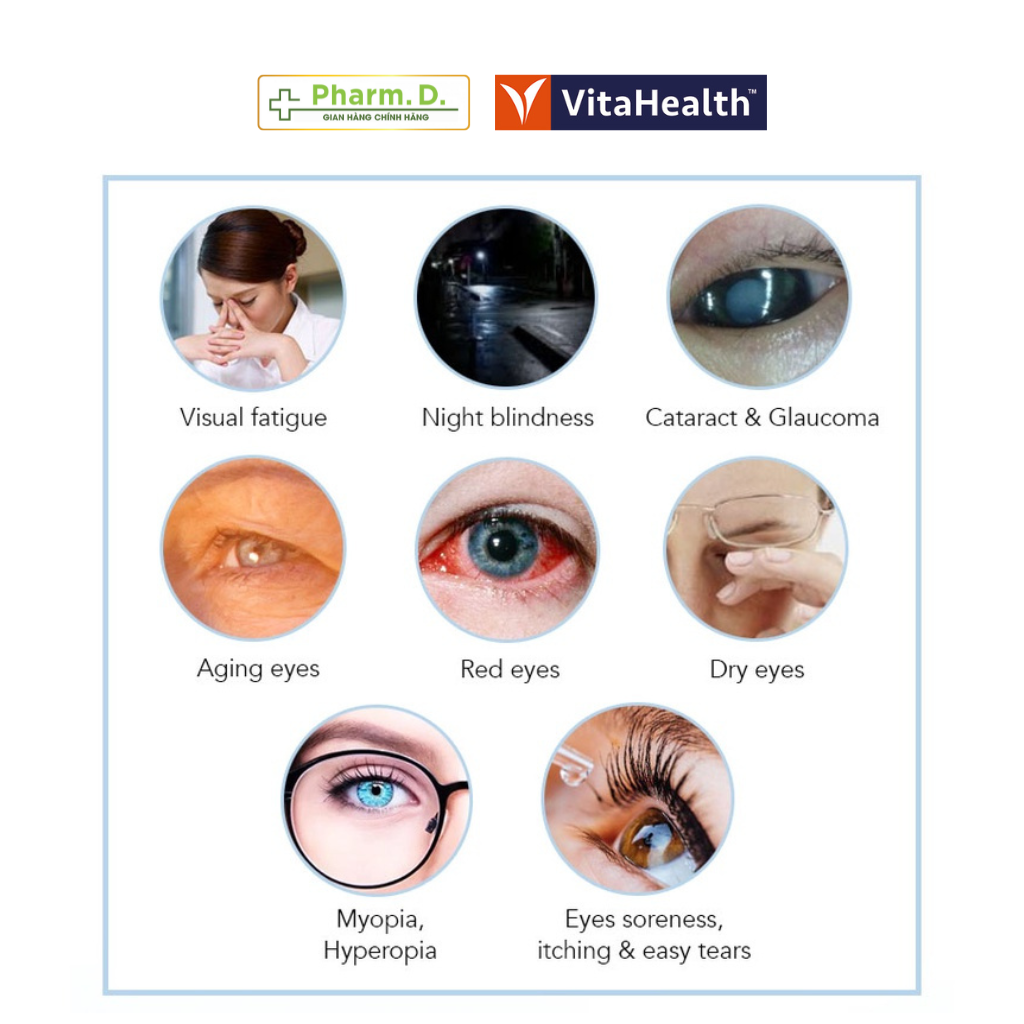 Viên Uống Bổ Mắt Hỗ Trợ Tăng Cường Thị Lực VITAHEALTH Advanced Eyecare Bổ Sung Vitamin A (30 Viên)