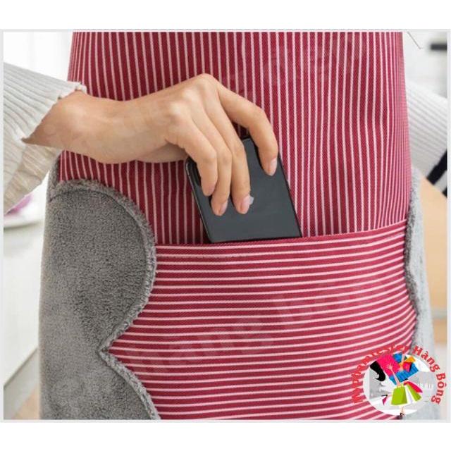 Tạp dề kẻ sọc có túi và đệm lau tay