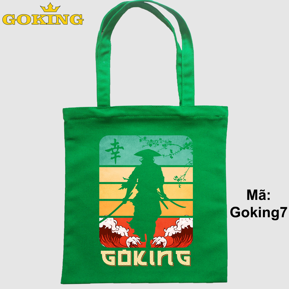 Túi xách in hình SAMURAI cá tính, mã Goking7. Quà tặng cao cấp cho gia đình, nam nữ cặp đôi, hội nhóm, doanh nghiệp