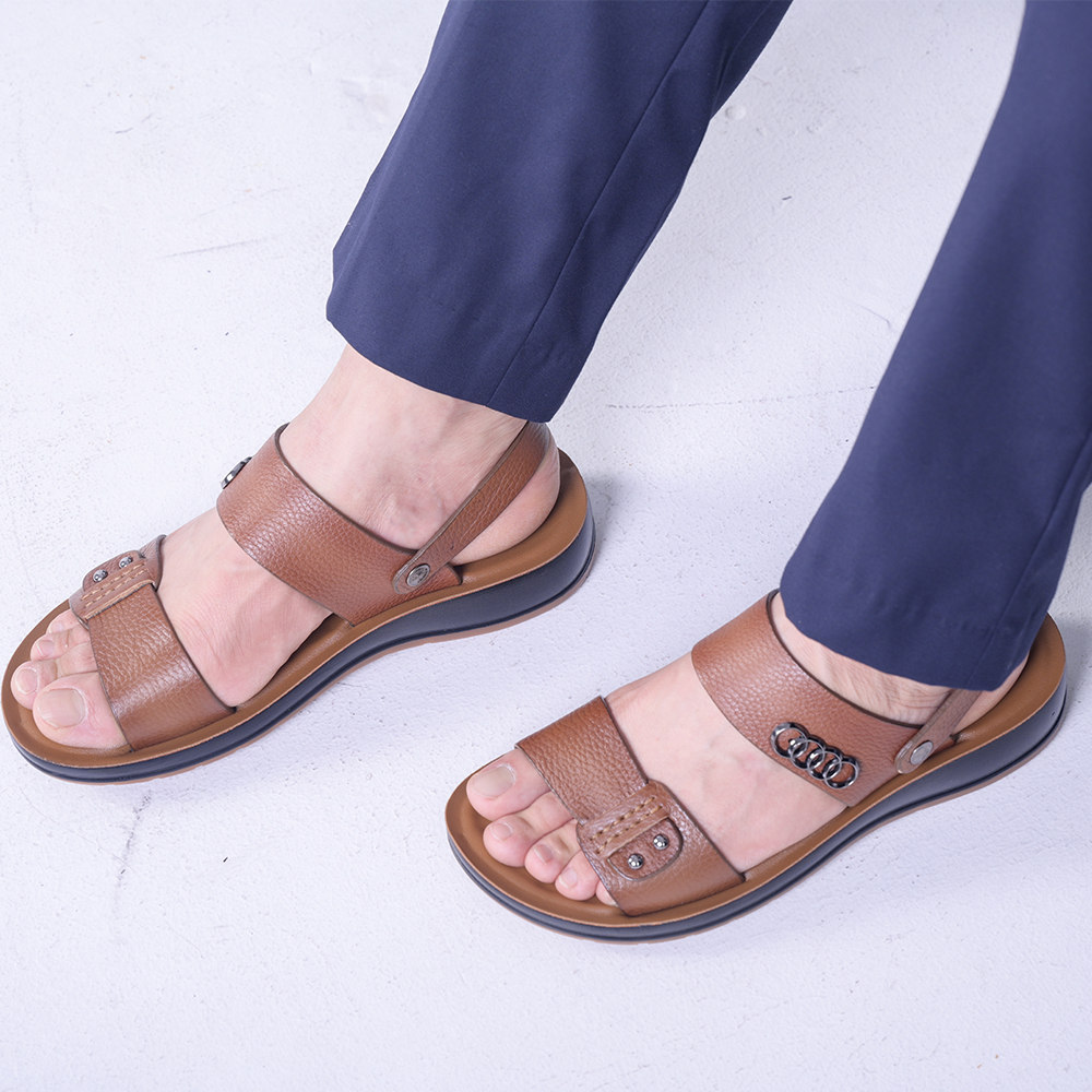 Dép Sandal Nam Da Bò - DC03 Đế Cao Đúc Nguyên Khối, Đường Khâu Chắc Chắn, Đế Massage Mềm Mại Êm Chân