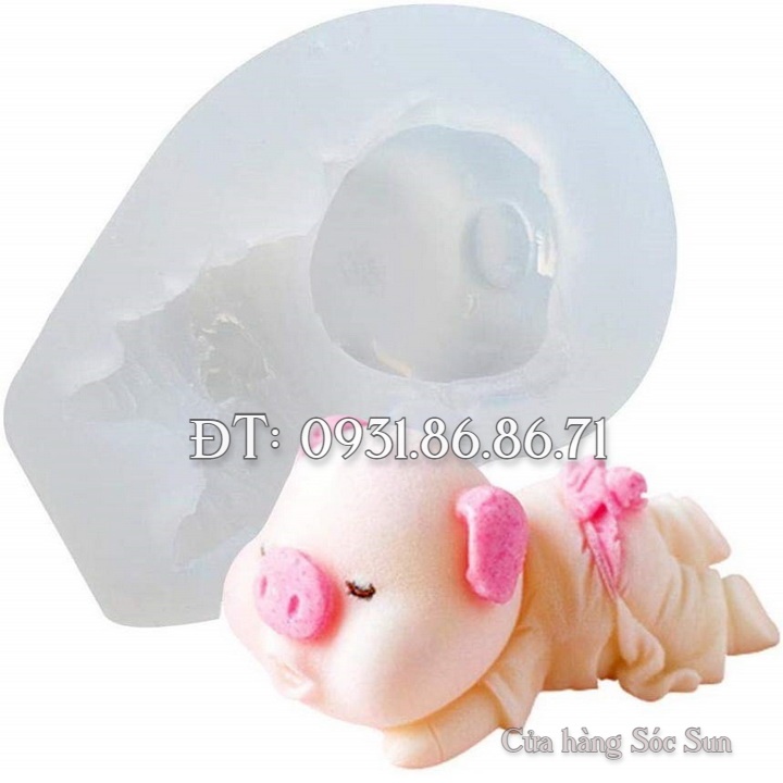 Khuôn silicon heo con Cute loại 7 cm - Mã số 1014