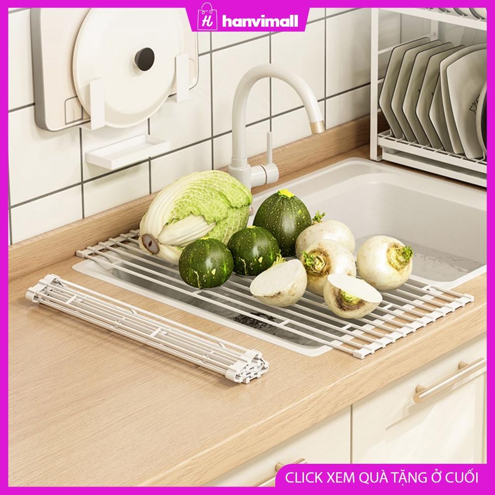 Kệ gác bồn rửa chén Giá bắc ngang bồn rửa chén gấp gọn, tiết kiệm diện tích 25,5cm x 58cm