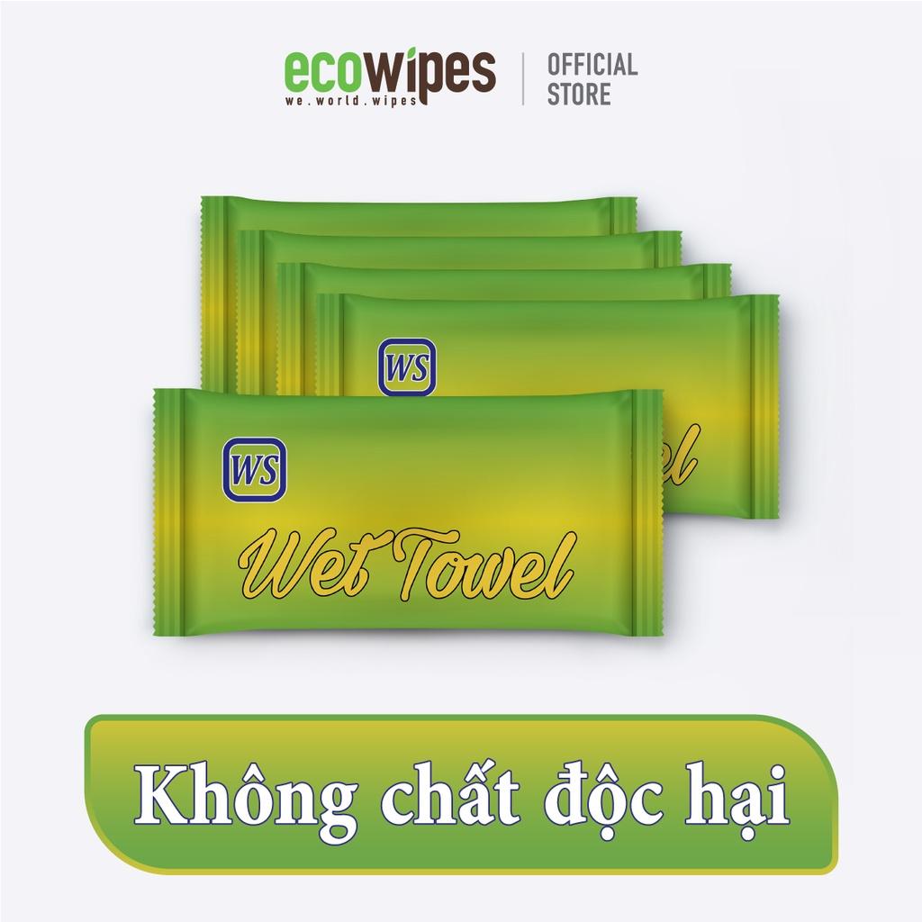 Khăn lạnh cao cấp EcoWipes 1 tờ dùng 1 lần mang đi khổ lớn, dày dặn dùng nhà hàng, bán đồ ăn, bánh mì