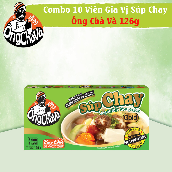Combo 10 Hộp Viên Gia Vị Súp Chay Gold Ông Chà Và 126gr