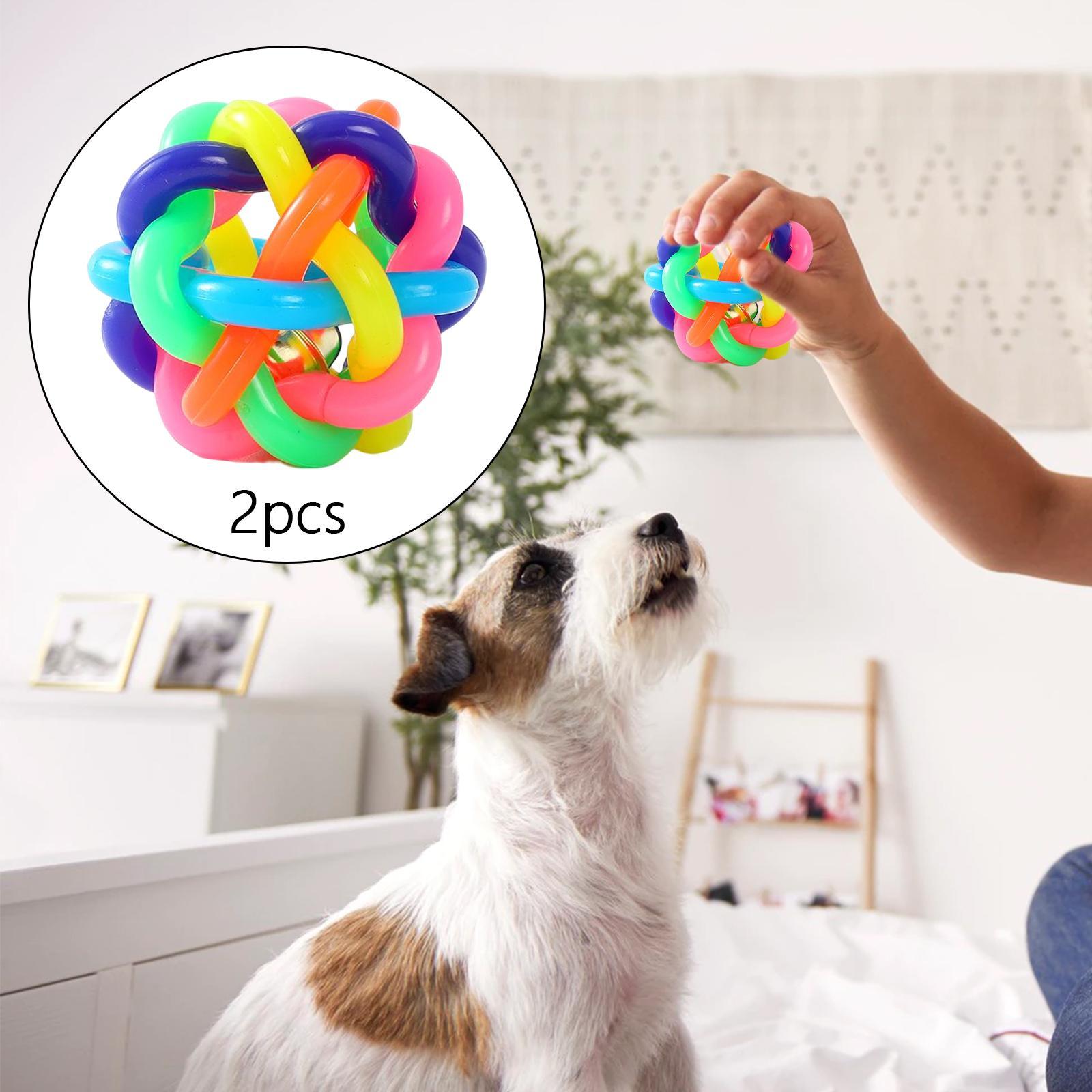 2Pcs  Rubber Balls Squeaky Toy Interactive Dog Toys for Exercise Indoor Cats