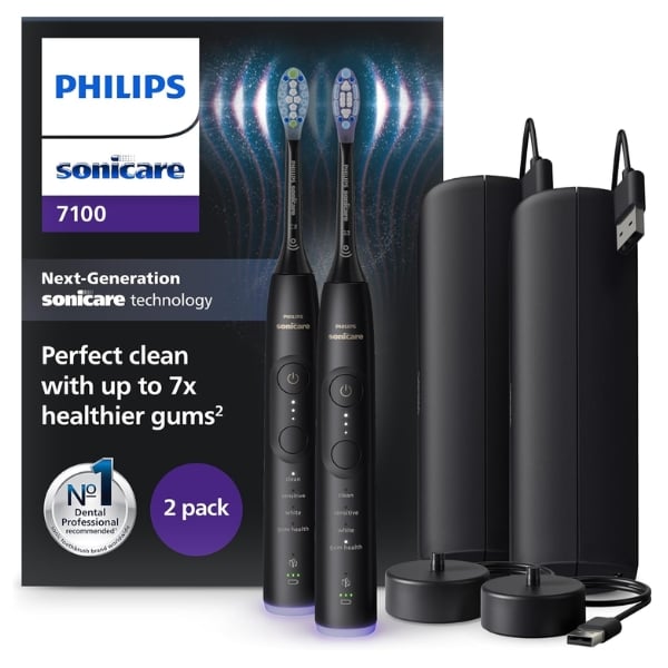 Set 2 bàn chải đánh răng điện Philips Sonicare HX7429/03 7100 Hàng chính hãng