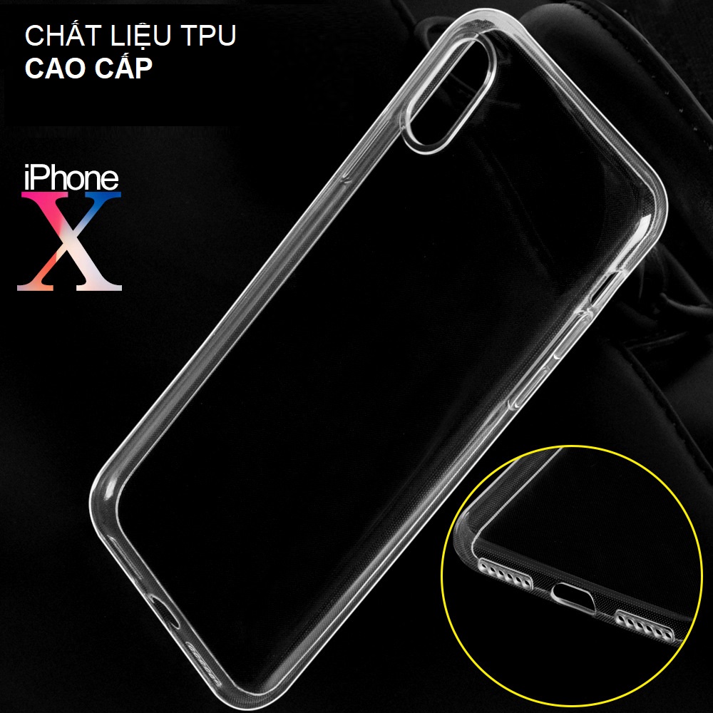 02 Chiếc Ốp Lưng Dẻo Trong Suốt Cho Iphone X / XS . Chống Trày Xước, Chống Bụi Bẩn
