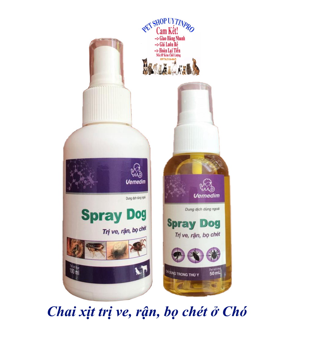 Chai xịt trị ve rận bọ chét ở Chó Spray Dog Giúp diệt sạch ve, rận, bọ chét Sản xuất tại Vemedim Việt Nam