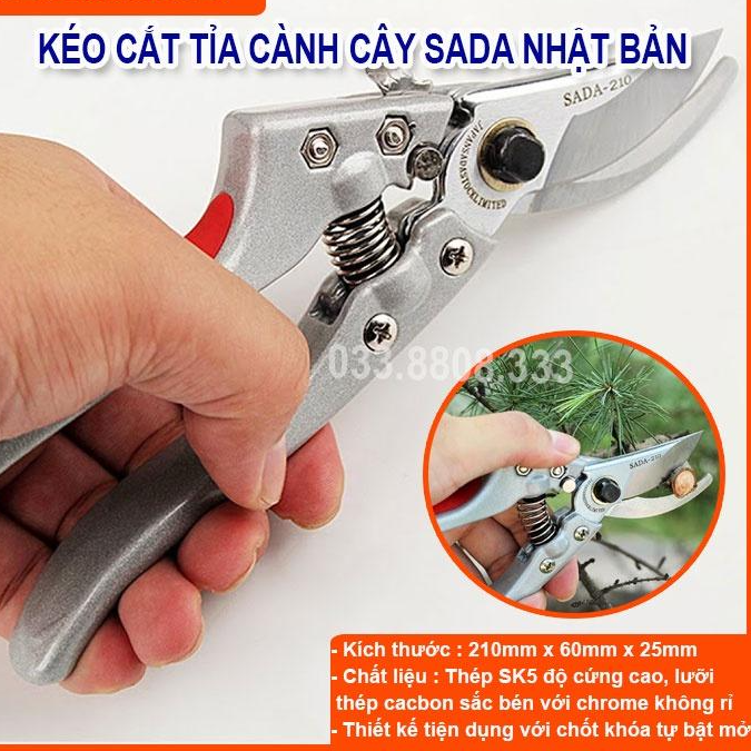 Kéo cắt cành SADA 210 - Kéo Cắt cành, tỉa cành chuyên dụng.