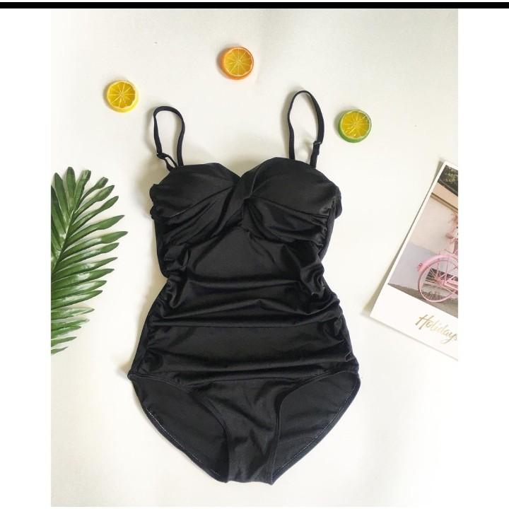Bikini liền mảnh có gọng nâng ngực, nhún bụng màu đen kín đáo VATIXA BKN70