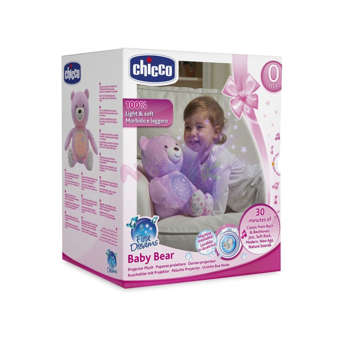 Gấu ôm phát nhạc pink chicco