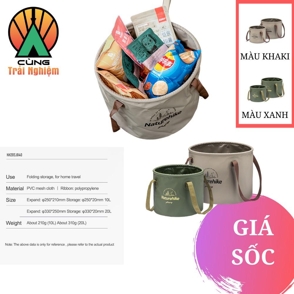 Xô Du Lịch Gấp Gọn Hình Trụ Naturehike Dành Cho Dã Ngoại, Cắm Trại, Đựng Đồ, Chứa Nước Tiện Dụng NH20SJ040